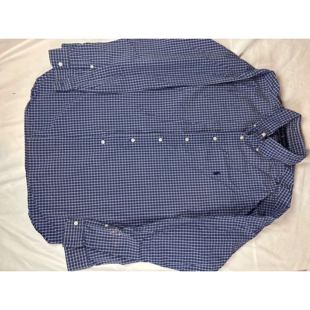 Polo Ralph Lauren Blake Shirt Mens XL Blue White Check Long Sleeve Button Down